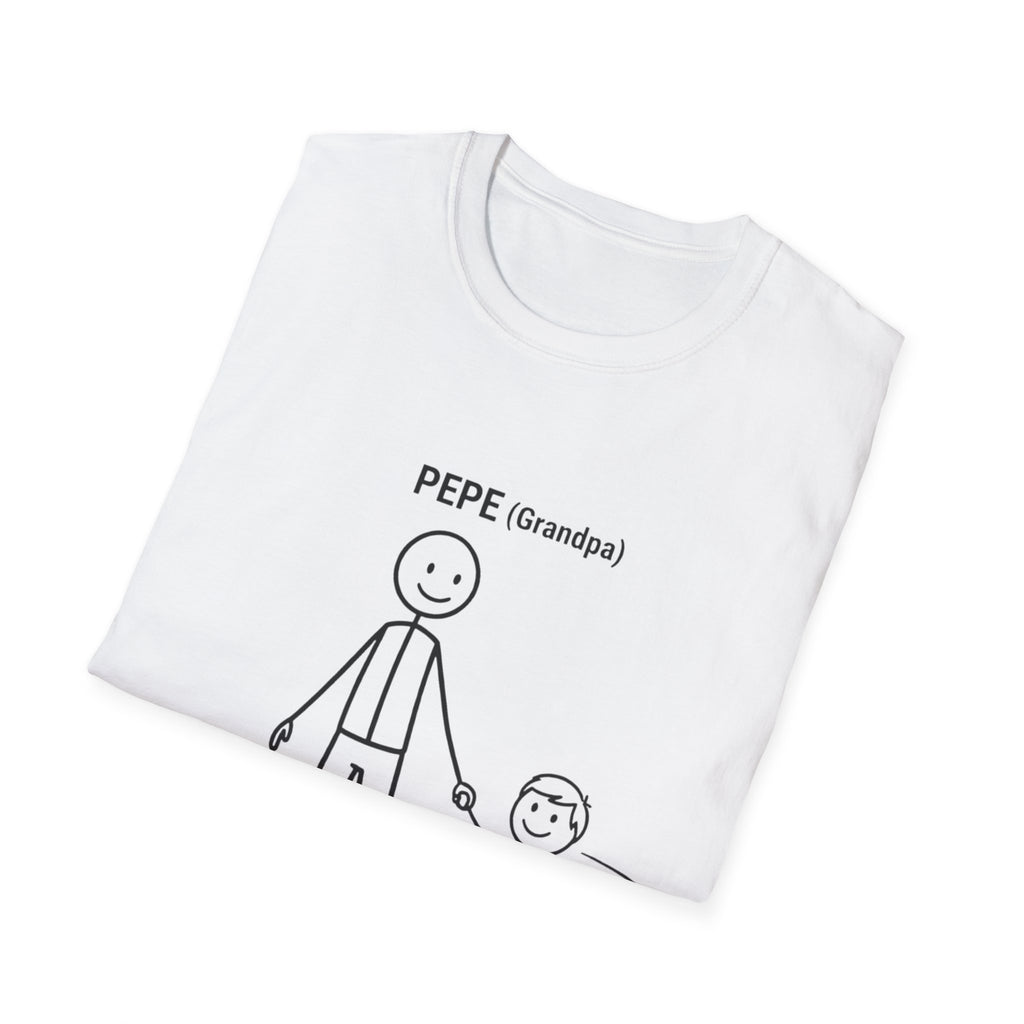 Pepe (Grandpa) Stick Figure T-Shirt — Grandpa and Grandchild Illustration Tee