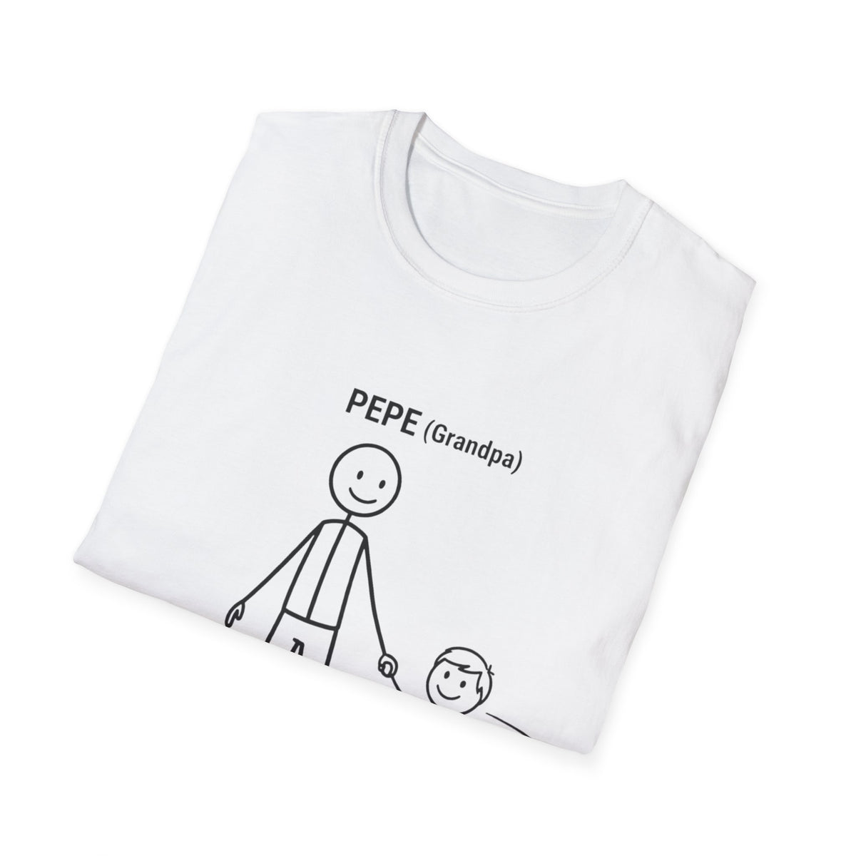 Pepe (Grandpa) Stick Figure T-Shirt — Grandpa and Grandchild Illustration Tee