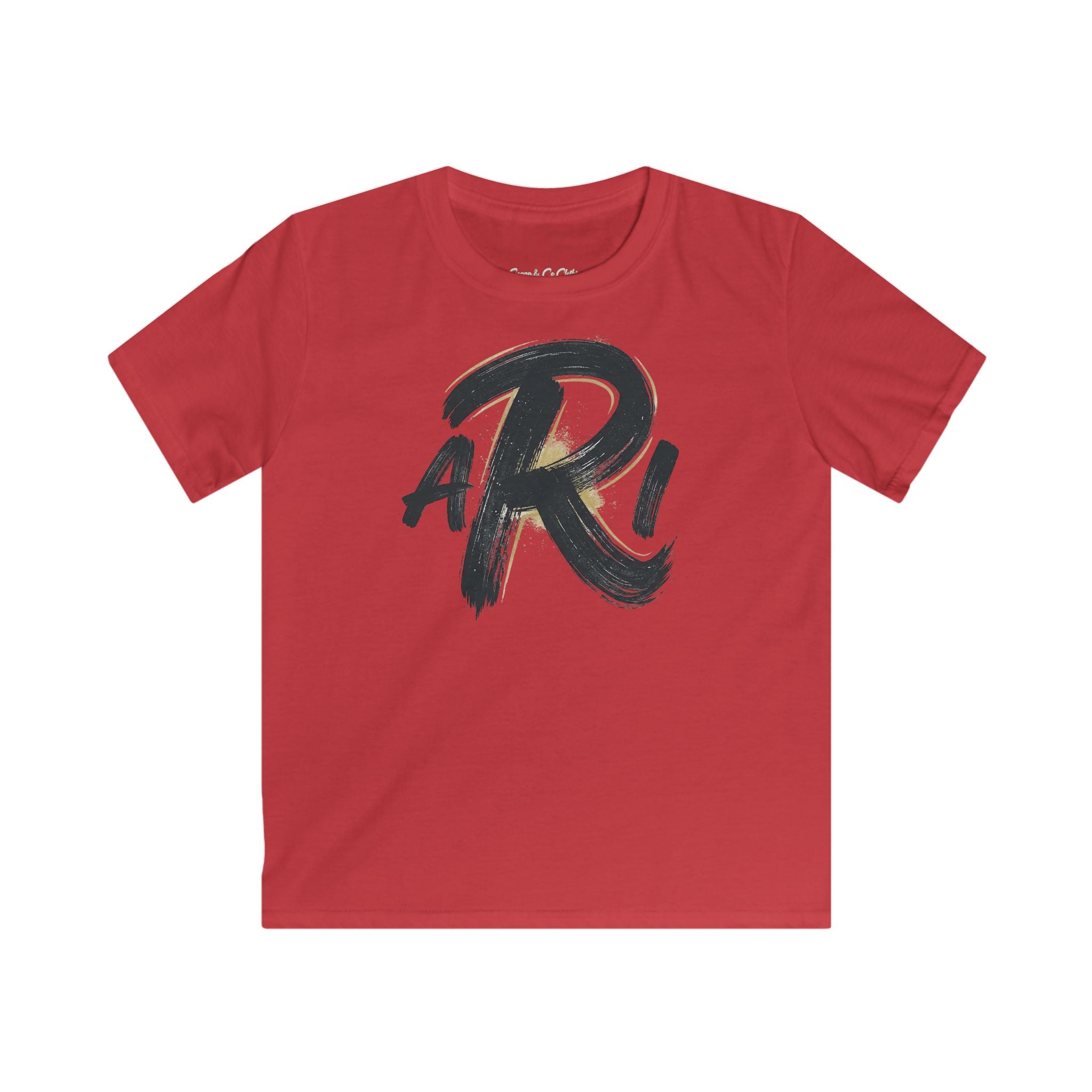Kids Tee — Bold Brush 'A Ri' Monogram Graphic