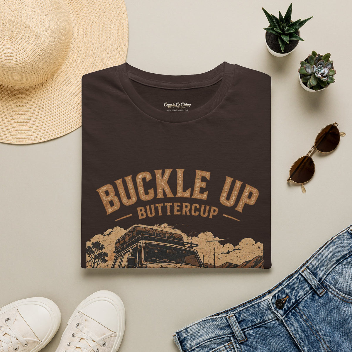 Buckle Up Buttercup Off-Road Truck T-Shirt — Vintage Adventure Tee Cogan & Co Clothing