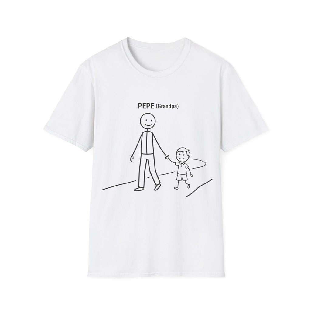 Pepe (Grandpa) Stick Figure T-Shirt — Grandpa and Grandchild Illustration Tee