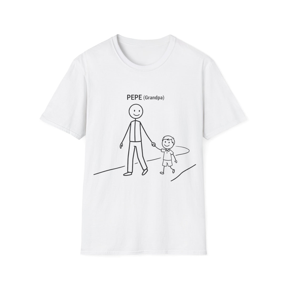 Pepe (Grandpa) Stick Figure T-Shirt — Grandpa and Grandchild Illustration Tee