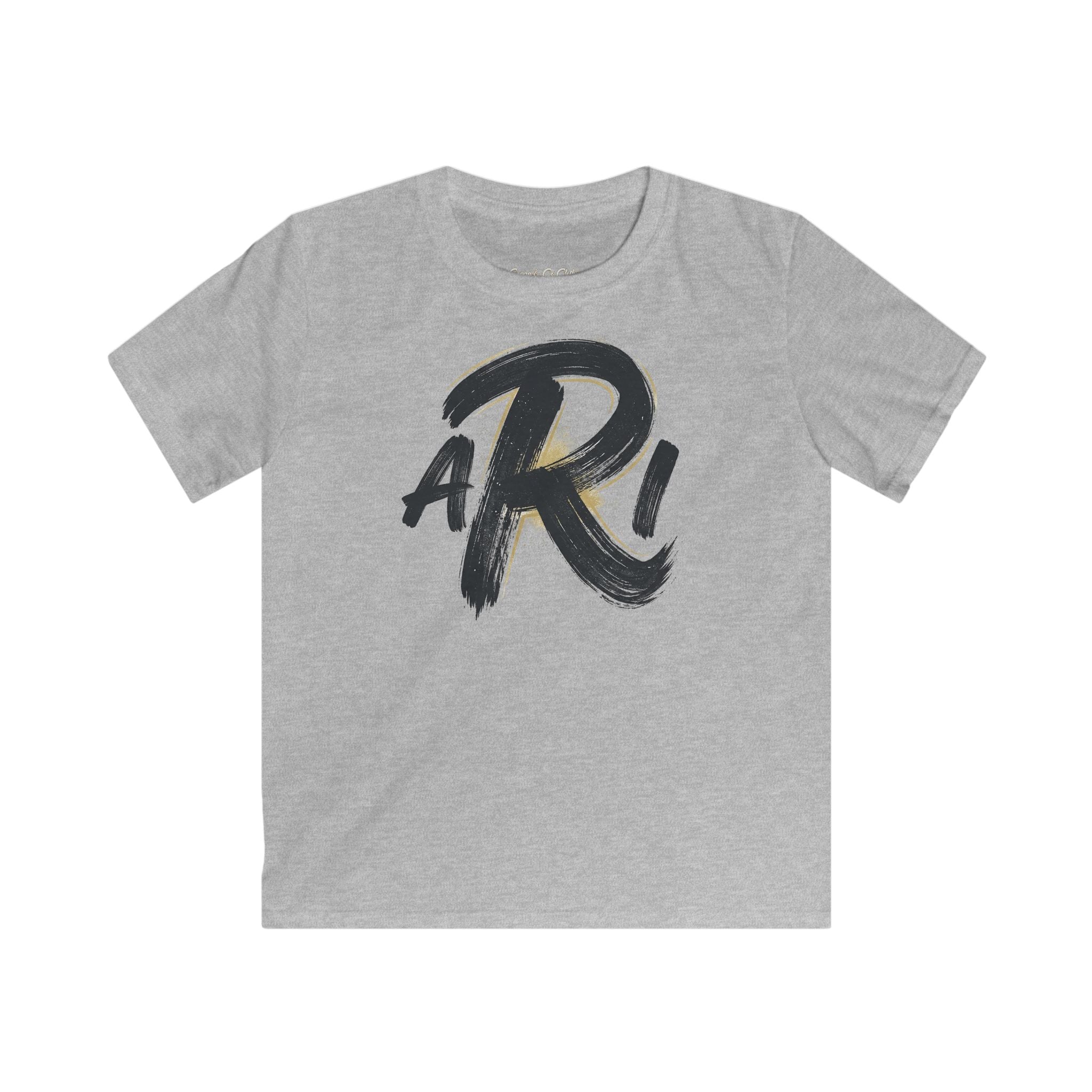 Kids Tee — Bold Brush 'A Ri' Monogram Graphic