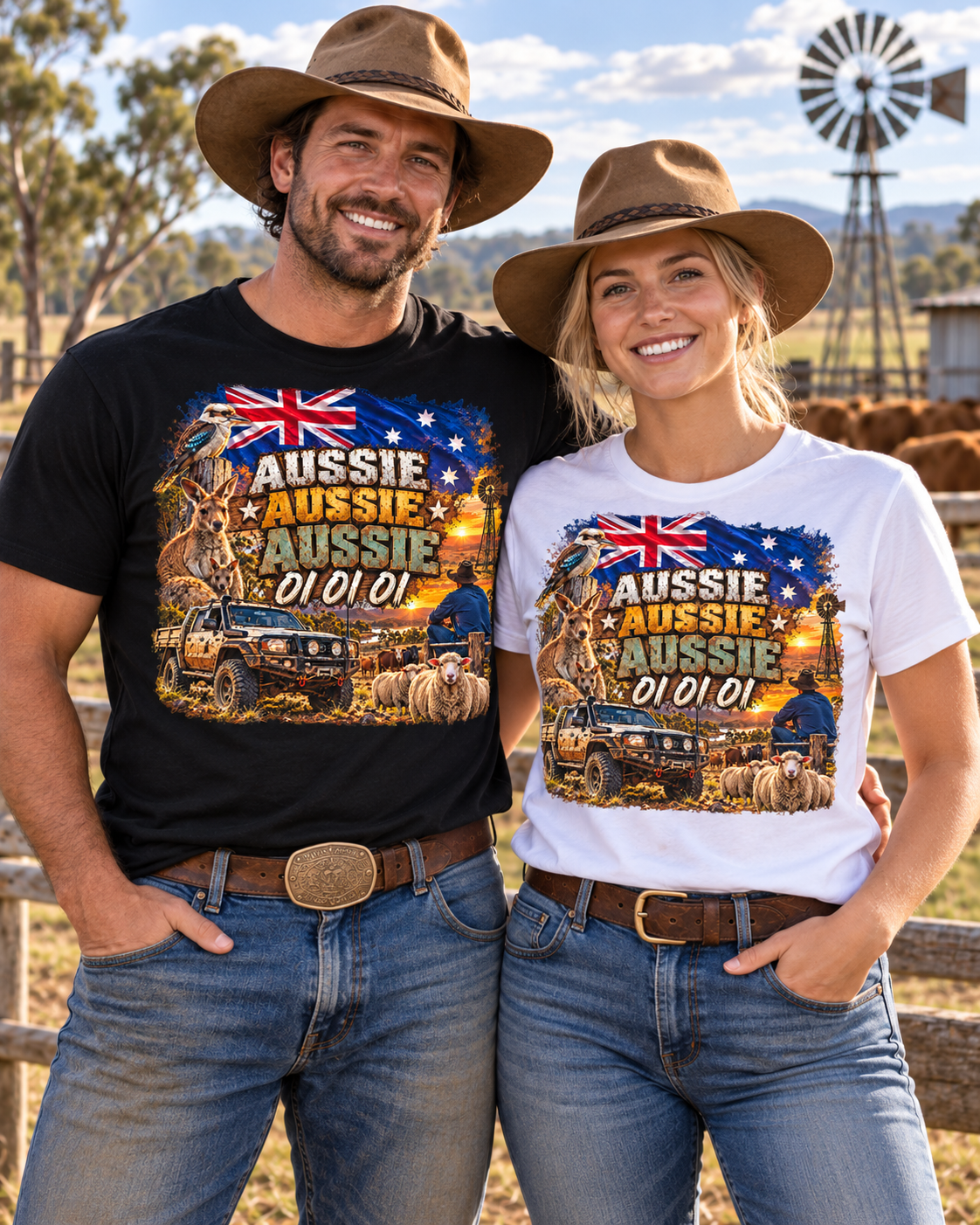 Aussie Aussie Aussie Oi Oi Oi Australian Flag T-Shirt | FRONT PRINT