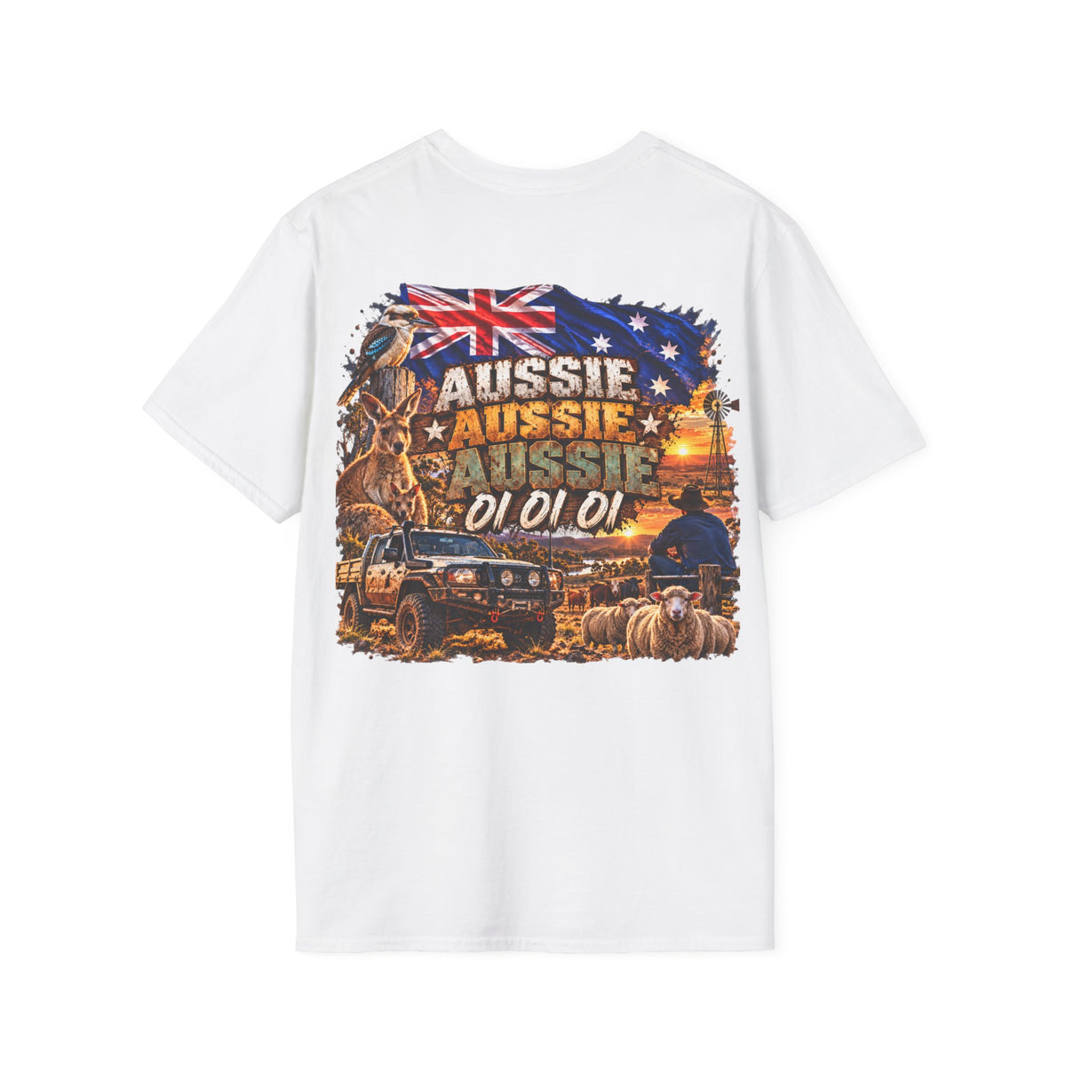 Aussie Aussie Aussie Oi Oi Oi Australian Flag T-Shirt | BACK PRINT