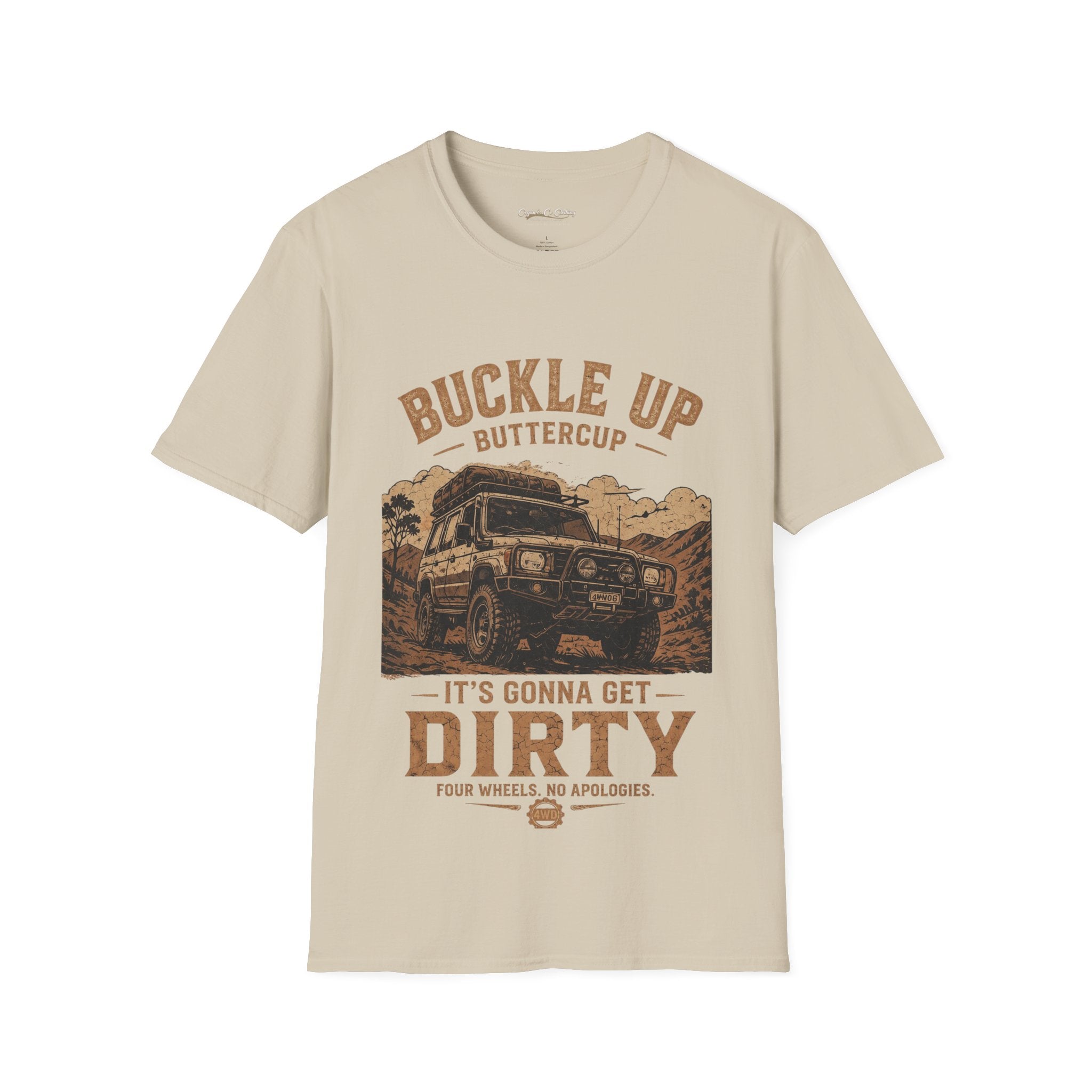 Buckle Up Buttercup Off-Road Truck T-Shirt — Vintage Adventure Tee Cogan & Co Clothing