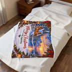 Merry Christmas Personalized Family Winter Cabin Velveteen Plush Blanket