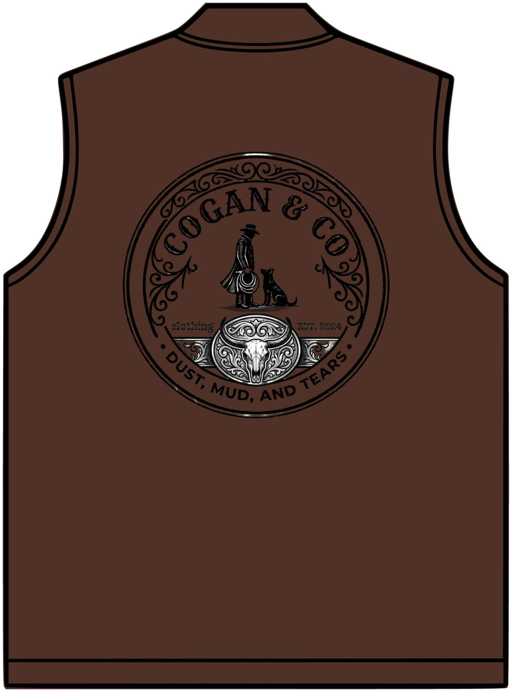 Cogan & Co Brown Canvas Work Vest — Heavy-Duty Zip-Up Utility Vest