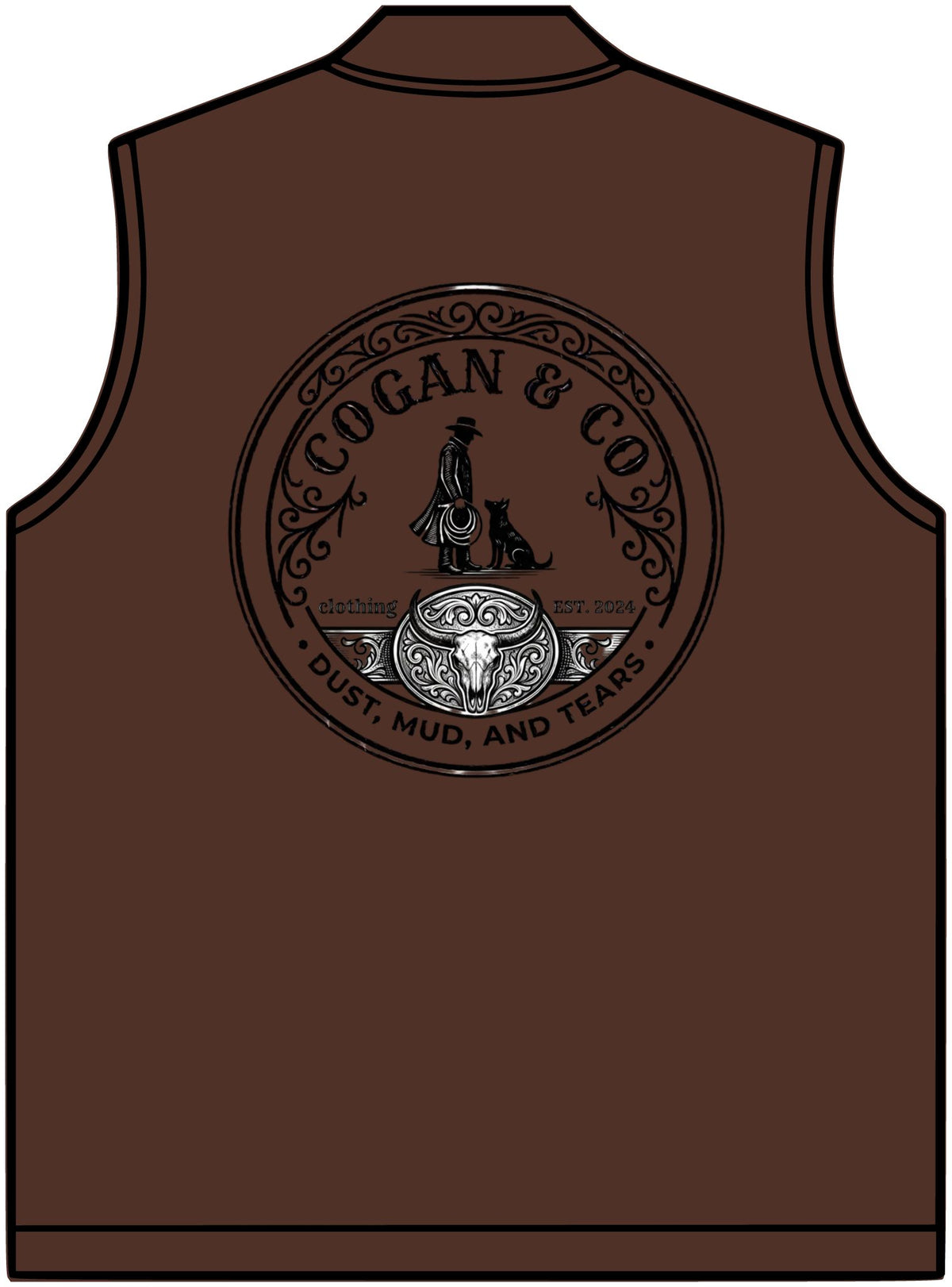 Cogan & Co Brown Canvas Work Vest — Heavy-Duty Zip-Up Utility Vest